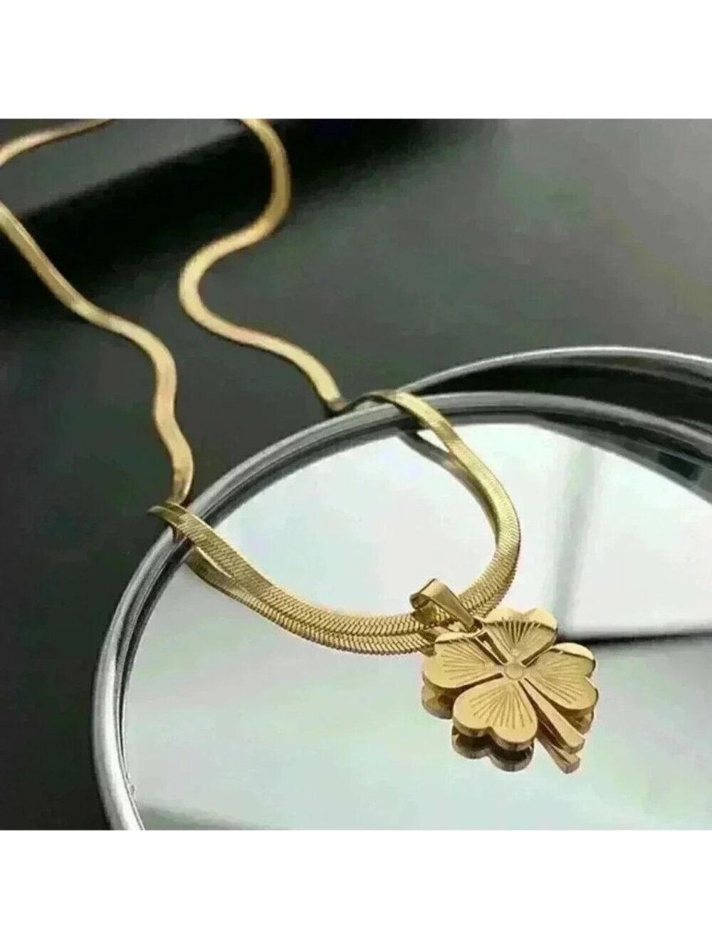 18k Gold Filled Clover Necklace Over Sterling Silver